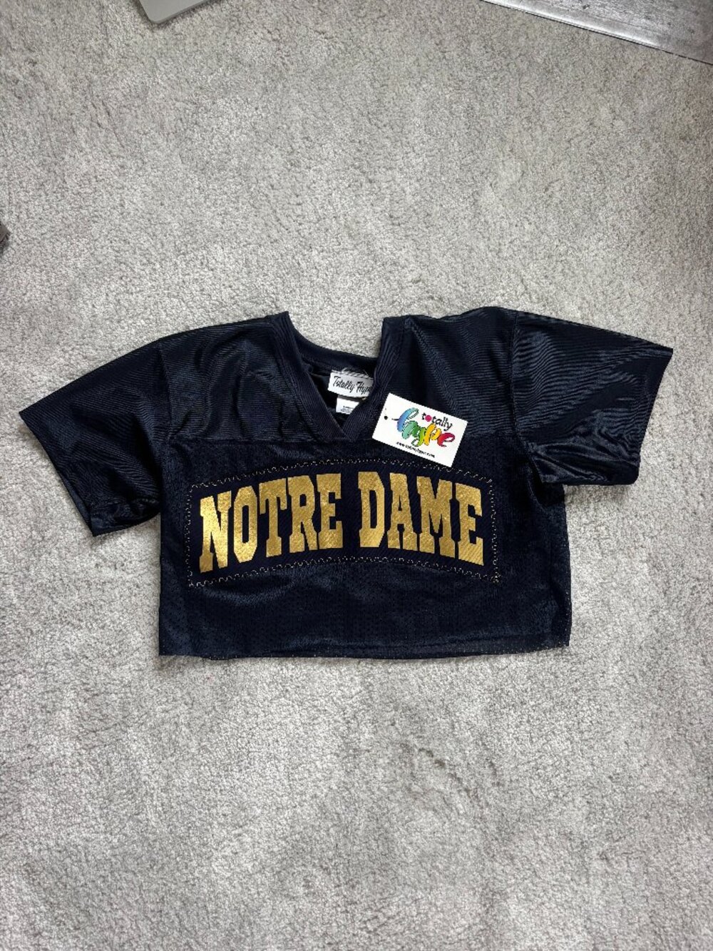 NWT: Notre Dame Cropped Navy Football Jersey